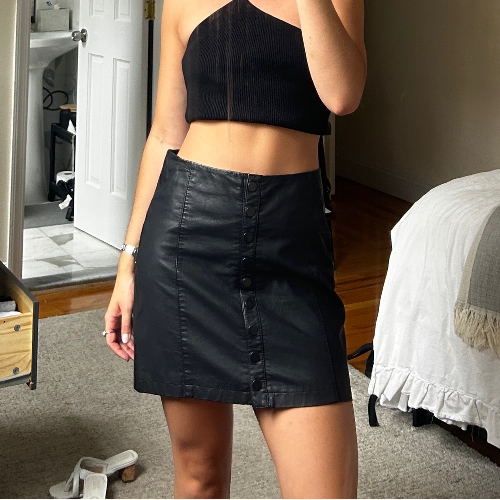 Black leather Free People Skirt